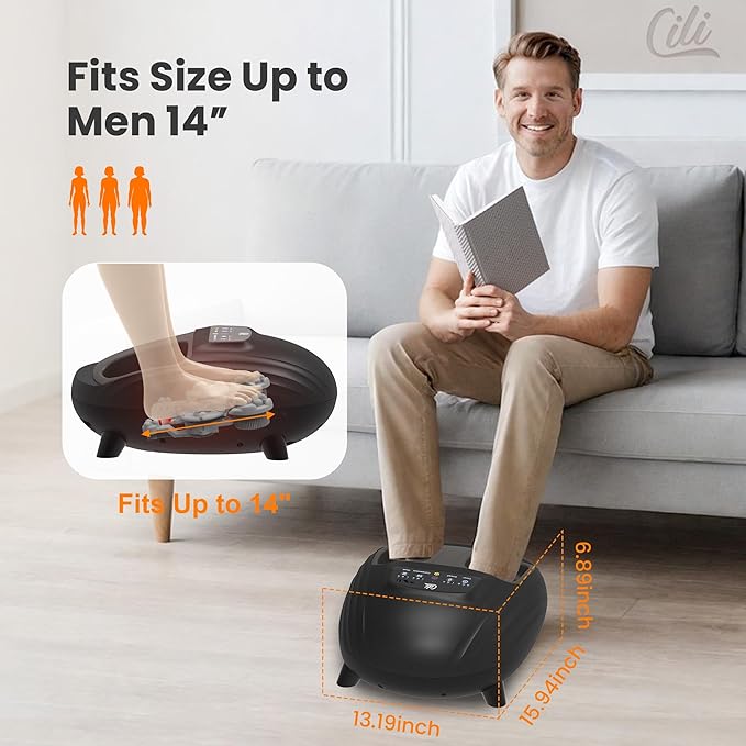CILI Shiatsu FSA Foot Massager with Heat and Compression, Knead Rolling HSA Feet Massager for Neuropathy, Plantar Fasciitis, Remote Control, Up to Men Size 14", Christmas Gifts for Men Women