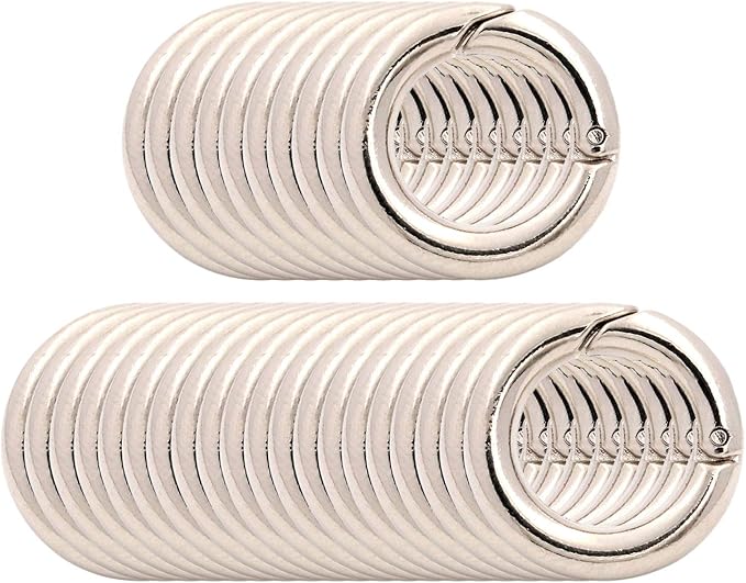 BIKICOCO 1/2'' Round Spring Gate O-Ring Clasp Push Snap Hook Belt Hardware Loop, for Handbags, Keys, Silver - 30 Pcs
