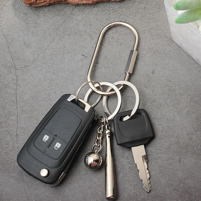 Locking Key Rings,Carabiner Keychain Clip for Keys,Purse Bag Charms Holder for Handbags,Screw Lock Key Organizer,Brass