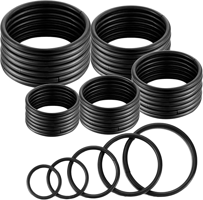 Hotop 35 Pieces Metal O Ring Multi Purpose Non Welded Round Metal Key Ring for Keychains Macrame Dog Leashes Camping Belt Hardware Bag DIY Accessories, 5 Sizes(Black)