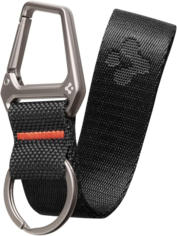 Spigen Universal Lanyard Wrist Strap with Keychain for iPhone, ID Badge Wallet Holder, AirPods, Cameras, Keychain & Everyday Carry, Durable Carabiner with Wrist Strap - Black
