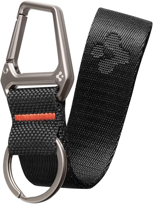 Spigen Universal Lanyard Wrist Strap with Keychain for iPhone, ID Badge Wallet Holder, AirPods, Cameras, Keychain & Everyday Carry, Durable Carabiner with Wrist Strap - Black