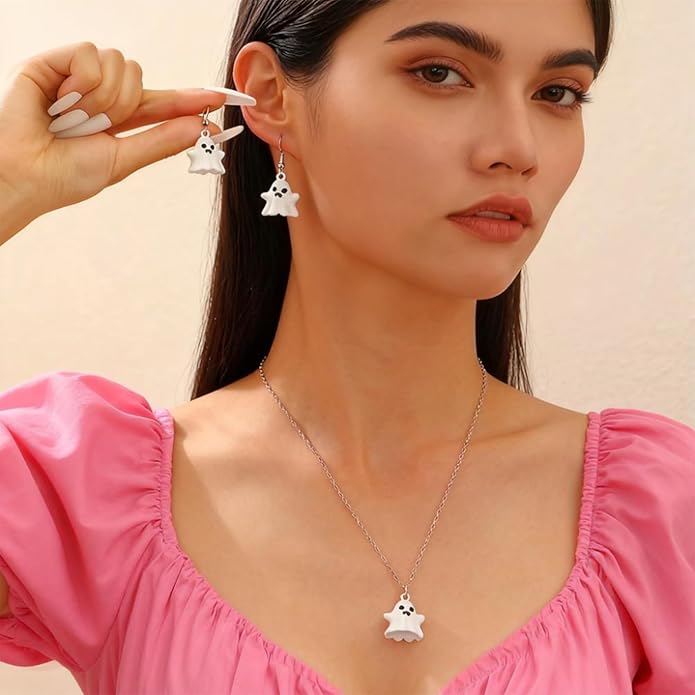 30 Pcs Cute Ghost Charms, Pink and White 3D Pendants for Jewelry Making, Kawaii Resin Charms for Bracelet Necklace Earrings DIY Crafts, Adorable Decorations for Gifts and Accessories