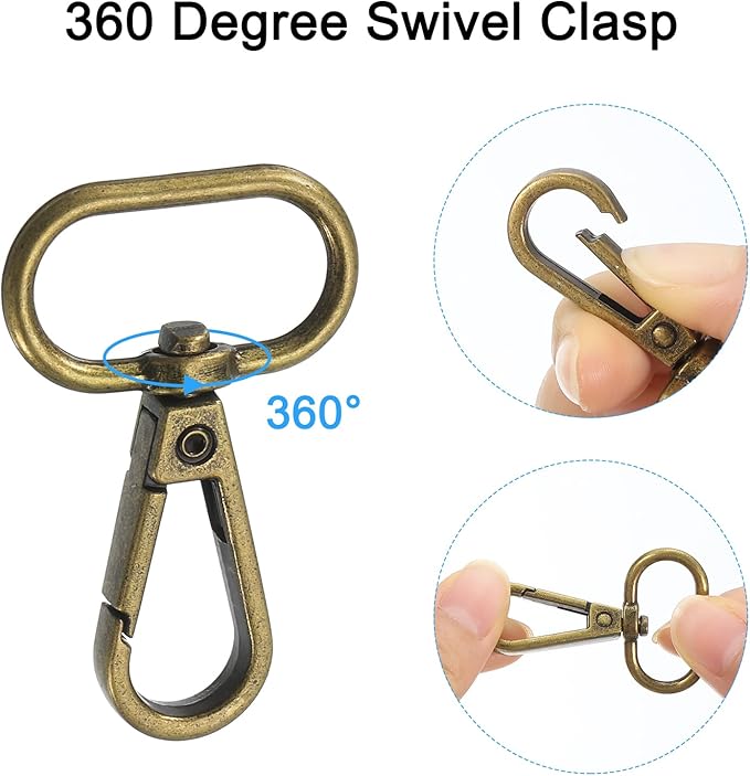 uxcell 12 Pcs Swivel Clasp Hook, 0.98" Purse Snap Clasps Detachable for Bag, Bronze