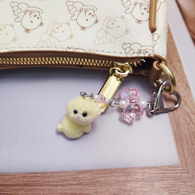 Cute Dog Keychain Fuzzy Dog Puppy Decor Keychain Aesthetic Y2K Bag Charms Stylish Dog Pendant Keychains Accessories