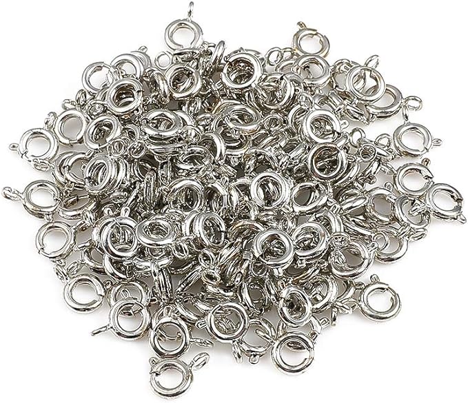 Copper Spring Clasps 6mm Platinum Plated Claw Clasps for DIY Jewelry Making 150pcs