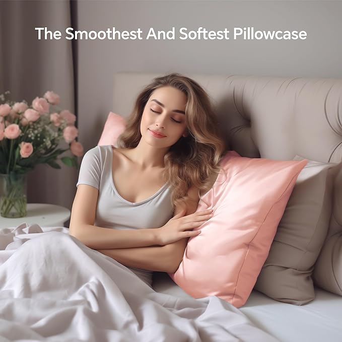 INFIIXSO Mulberry Silk Pillowcase for Hair and Skin, Silk Pillow Cases King Size with Hidden Zipper 20x40 Inches, Extraordinary Smooth and Soft Cooling Pillow Cases for Hot Sleepers(Coral, 1 Pack)