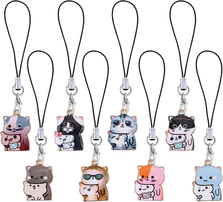 BEEFLYING Cute Charms for Mobile, Kawaii Charms Straps Aesthetic Y2K Cell Phone Pendants Accessories for Phone Bag Keychain Airpods Camera Wallet Decor
