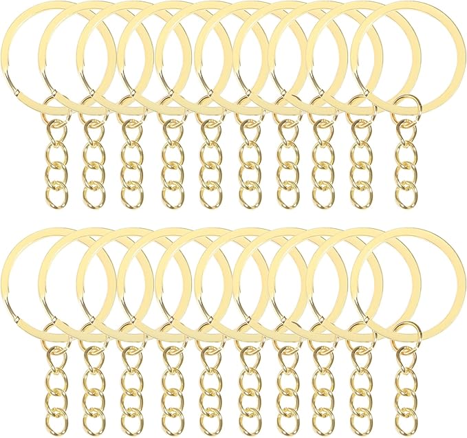 100Pcs Keychain Key Ring with Chain Bulk Split Key Chain,1.1 Inch Key Chains Parts with Open Jump Ring Connector for Jewelry Making Crafts (Gold)