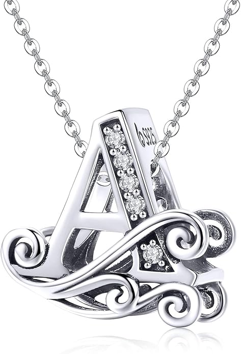 925 Sterling Silver Letter Charms for Pandora Bracelets Alphabet Initial Charms Beads Birthday Christmas Jewelry Gift for Women