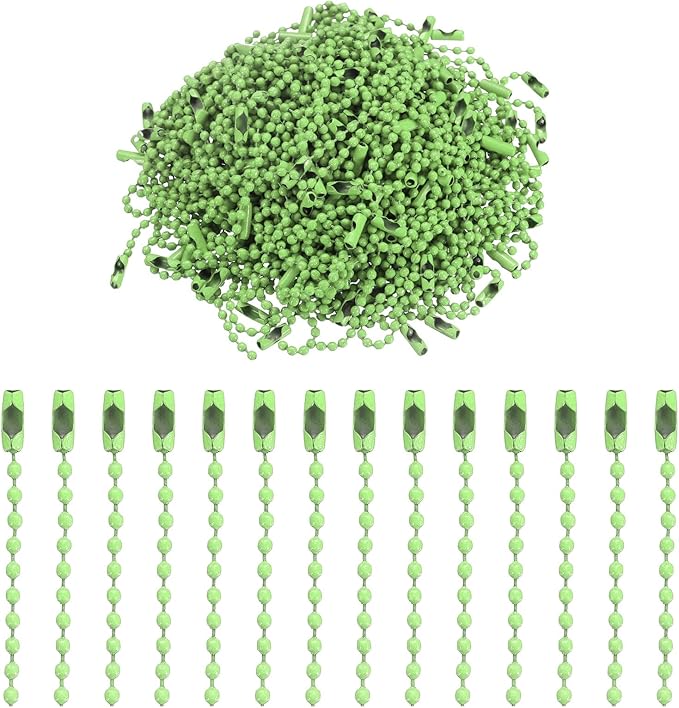 uxcell 220pcs Metal Ball Bead Chain, 100mm Long Bead Connector Clasp Dog Tag Hanging Chain for Key Chains Tags Craft Projects Jewelry Making, Light Green
