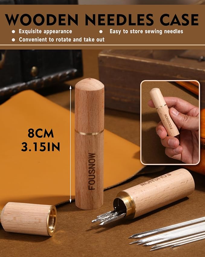FOUSNOW 19 Pcs Hand Sewing Needles Kit, Assorted Sewing Needles with Wooden Sewing Needles Cushion, Needle Threaders for Hand Sewing, 3 Sizes Hand Stitching Needles for Sewing Repairing Craft