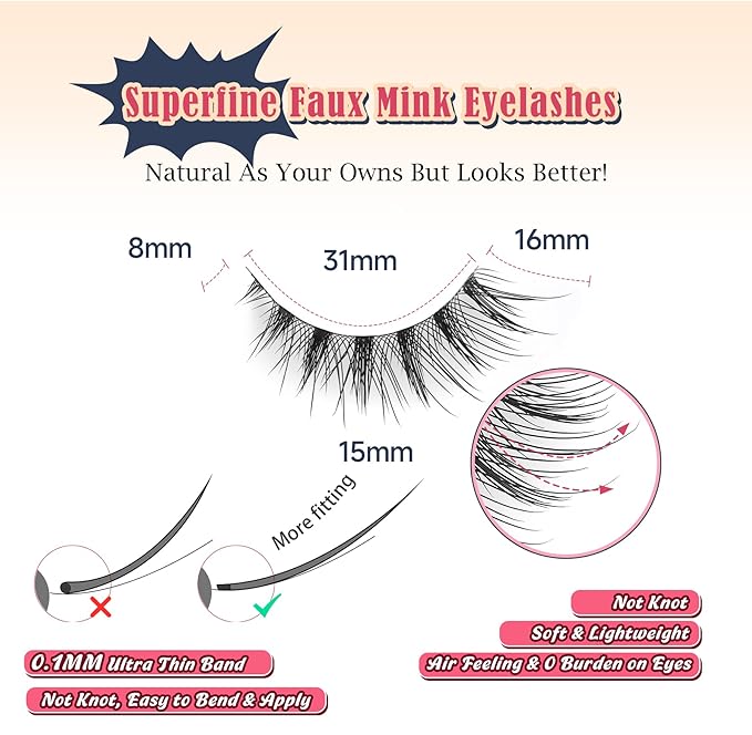 False Lashes Wispy Cat Eye Lashes Natural Look 16MM Foxy Eyelashes C Curl Lash Strips Fake Eyelashes with 0.03MM Thin Band Natural Eyelash Extensions 7 Pairs Siligli
