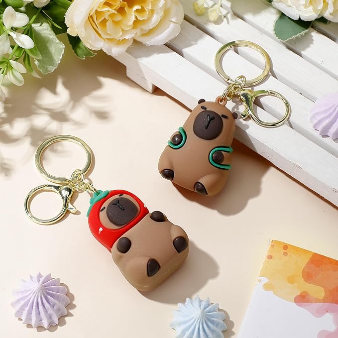 Nosiny 2 Pcs Capybara Keychain Pendant Charm Cute Capybara Keychain Animals Backpack Charm Stuff for Christmas Gift Exchange Birthday Party Favors Easter Filling