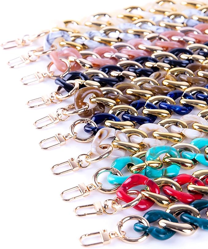 Acrylic Resin Chain Purse Strap 11.8IN Chunky Purse Transparent Chainn DIY Acrylic Bag Chain (Bright yellow)