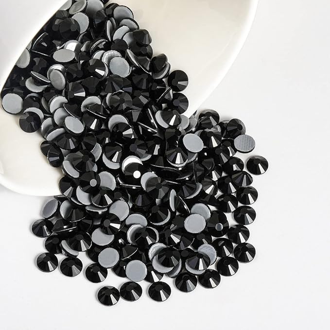 Beadsland Hotfix Rhinestones, 144pcs Flatback Crystal Rhinestones for Crafts Clothes DIY Decoration, Black, SS40, 8.3-8.6mm