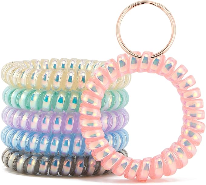 Spiral Keychain Stretchy Wrist Coil Bracelet Key Chain Waterproof Wristlet Key Holder for Pool, Sauna, Sports, Gym
