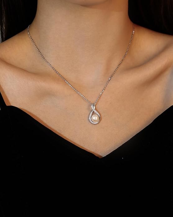 FANCIME Birthstone Necklaces for Women Fine Jewelry Sterling Silver Infinity Pendant Anniversary Birthday Gifts for Her Women Wife Mom Lady Daughter, Chain 16"+2" Extend