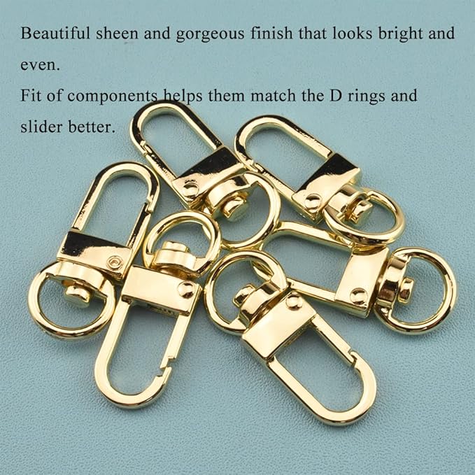 Hahiyo 34mm Length Swivel Lobster Clasp One Handed Operation Strong Hinge Smooth Locking Motion Zinc Alloy Push Gate Trigger Snap Hook Buckle Light Gold 6 PCS for Crossbody Purse Chain Connect Key Fob