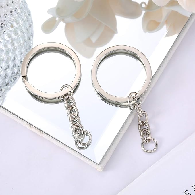 250 Pieces Keychain Rings Including 35 Pieces Keychain Rings and Jump Rings and 180 Pieces Screw Eye Pins for Jewelry Making (Silver,30 mm)