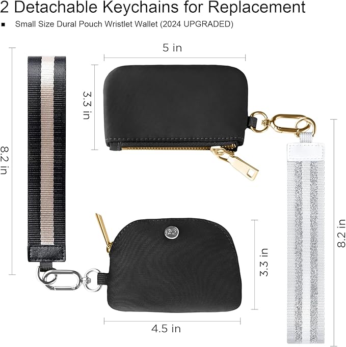 Babysun Mini Zip Around Dual Pouch Wristlet With 2 Straps Wristlet Keychain Wallet for Women Coin Purse Small Cute for Teen Girl