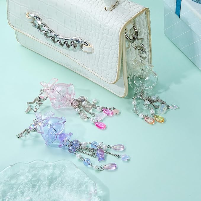 Cute Multicolor Jellyfish Keychains for Women Acrylic with Bow Purse Bag Charms for Backpacks Handbag Decorations