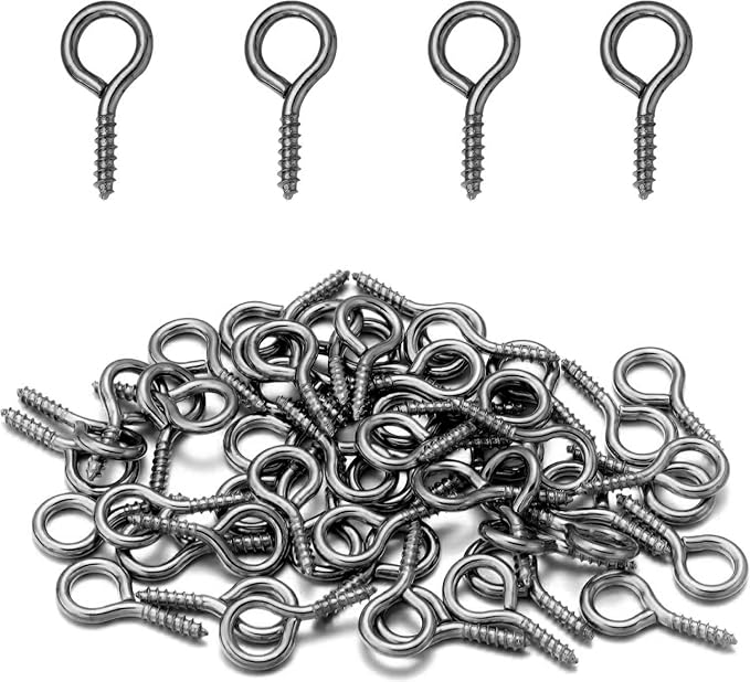 Metal Screw Eye Pins Hooks 0.55inch/7X14mm Heavy Duty Screw Eye Pins for DIY Jewelry Making Gun Black Plated Eye Bolt Arts & Crafts Project 200 Pcs/lot