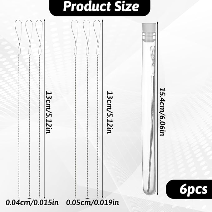 6 PCS Twisted Wire Bead Needles, 2 Sizes Bead Needles for Jewelry Making, Stainless Steel Twisted Wire Beads Needle for Jewelry Making, DIY Crafts(0.4mm, 0.5mm)