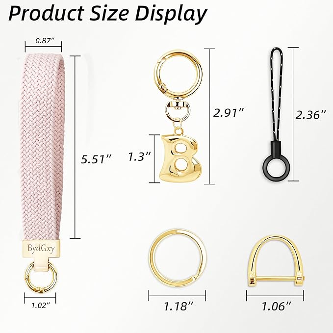 Stretchy Wristlet Initial Keychain, Key Chains Women Cute with Keyring, Llaveros para Mujer, Car Key Accessories