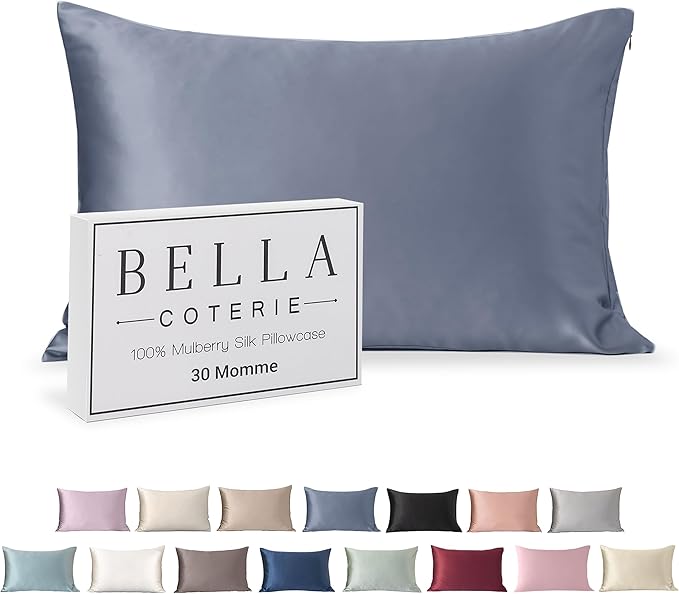 Bella Coterie Luxury Silk Pillowcase for Hair and Skin | 30 Momme | 100% Pure 6A Mulberry Silk | Super Soft | Perfectly Plush [King, Cobalt]
