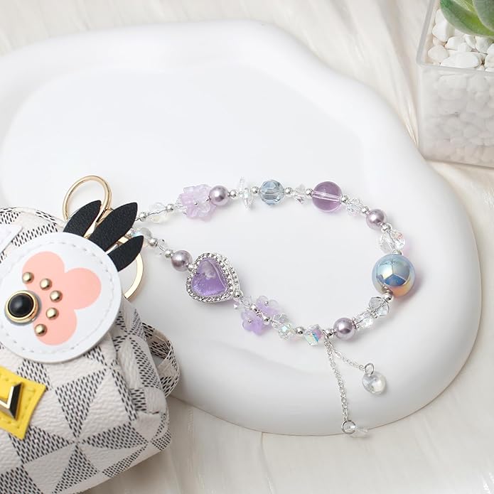 Beaded Phone Wrist Strap,Crystal Keychain Wristlet,Camera Strap Wrist,Cute Phone Chain Wristlet Purse Bag Charms