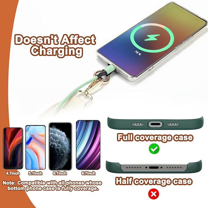 XANGNIER Clip and Go Strap for Phone with Wallet Crossbody, Phone Strap with Zippered Wallet, Adjustable Anti Theft Cellphone Lanyard for Women, Cellphone Chain Accessories,Multicolor 2