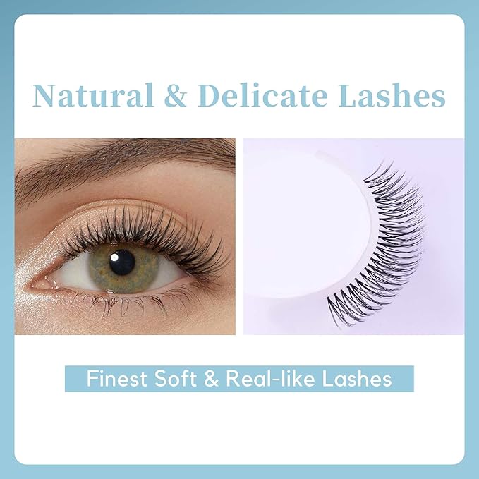 GAQQI Lash Clusters Natural Eyelash Clusters Invisible Band, 10-14mm Individual Lashes 120PCS, Cluster Eyelash Extensions C Curl, Wispy Cluster Lashes Ultra-thin & Soft Clear Band (MUSE)