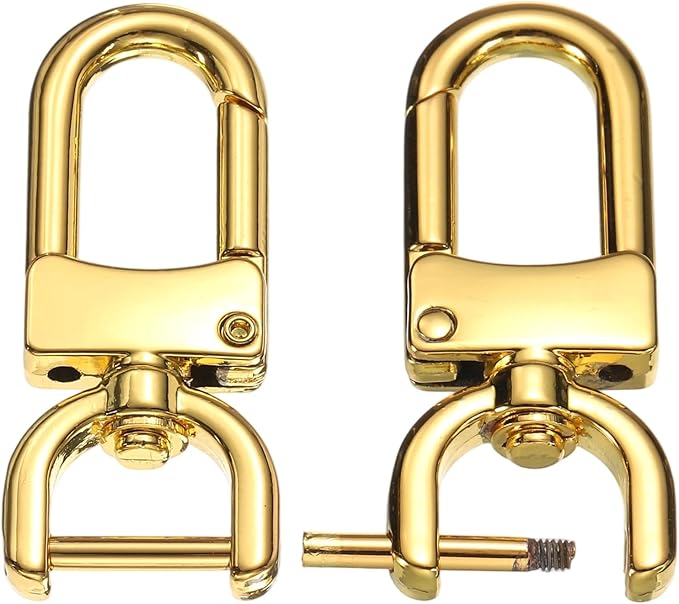 PATIKIL 1/2 Inch Swivel Clasp Hooks, 2 Pcs Detachable Snap Hook with Screw Bar, Swivel Lobster Claw Clasps for Bag Strap Replacement Purse Lanyard DIY Craft Hardware, Gold