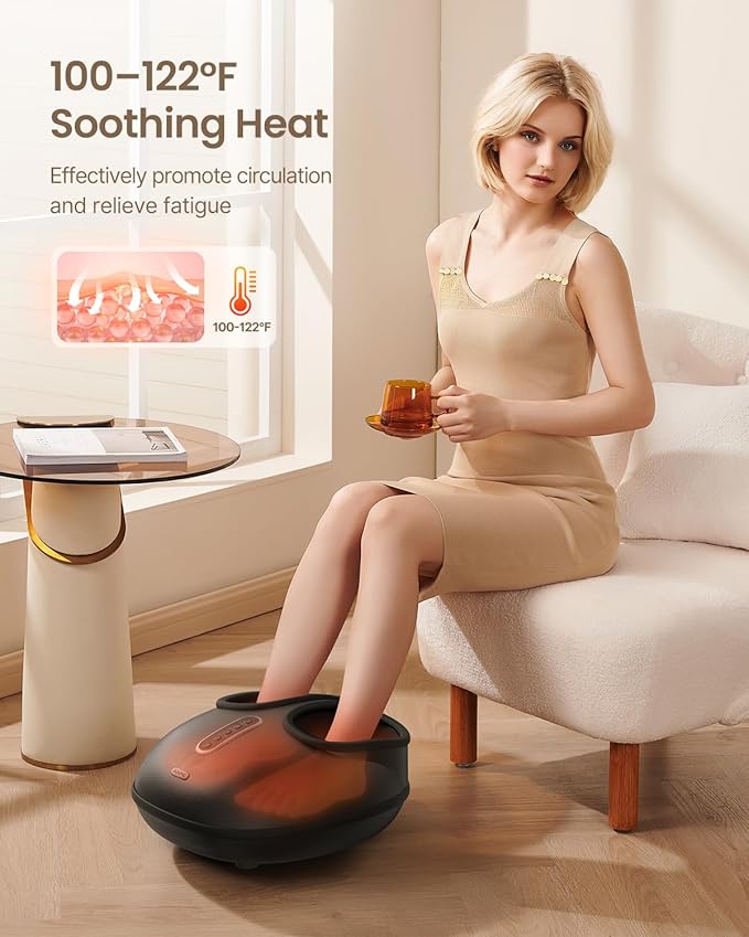 RENPHO Foot Massager with Heat, [2026 Upgraded] Birthday Gifts for Women Men Elderly, FSA Eligible Shiatsu Foot Massager for Plantar Fasciitis, Deep-Kneading, Air Squeezing Feet Massager, Size 12 DG