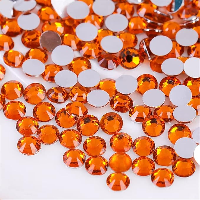 1000 Pieces SS20 5mm Flatback Rhinestones Clear Glass Round Gems Crystals for Nail Art DIY Crafts Clothes Shoes Bags （Orange）