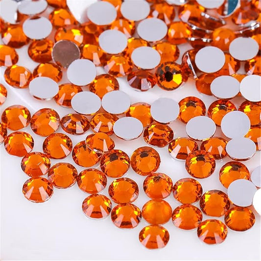 500 Pieces SS30 6mm Flatback Rhinestones Clear Glass Round Gems Crystals for Nail Art DIY Crafts Clothes Shoes Bags （Orange）