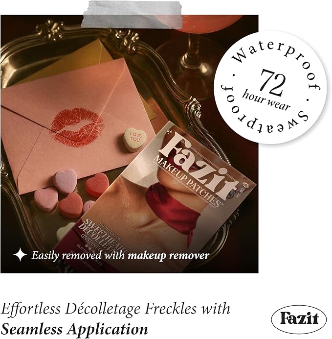 Fazit Makeup Patches - Sweetheart Decolletage Speckles - Glow Up Make-Up Patches - Cute Glitter Makeup Accessories for Women - Cosmetic Glitter for Face
