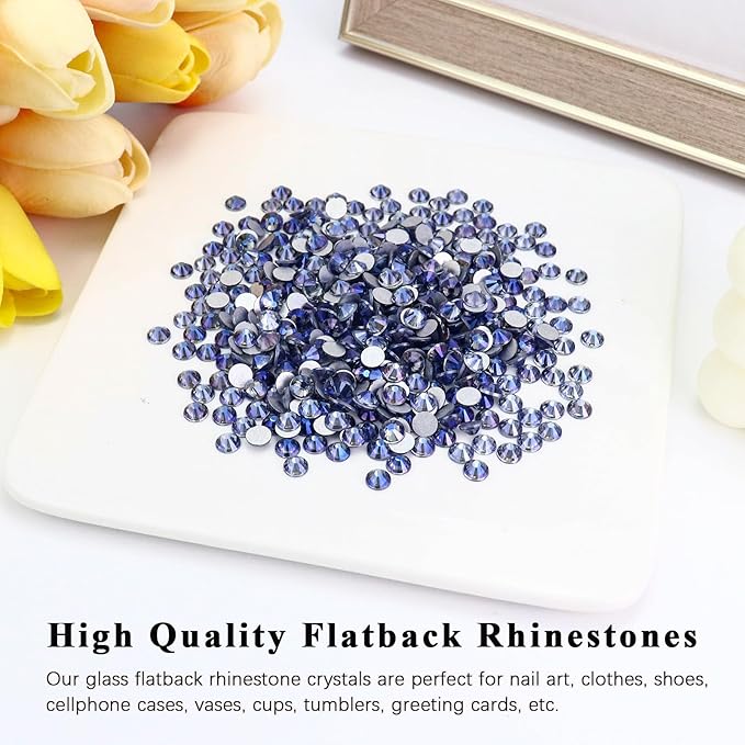 Flatback Crystal Rhinestones Round Gems for Nail Art and Craft Clothes Glue Fix, Purple Ghost (6.4-6.6mm) SS30/288PCS