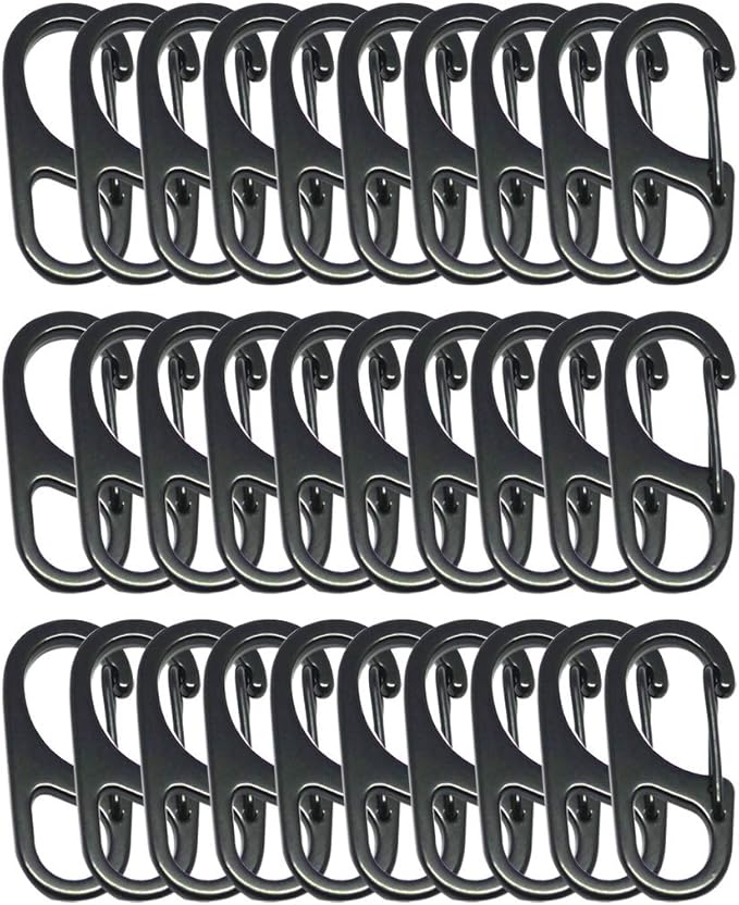 Small Carabiner Clips 1.25 inch/1.85 inch Snap Hooks with Fixed Eye Spring Gate Keychain Parocord Rope Clasps Accessories