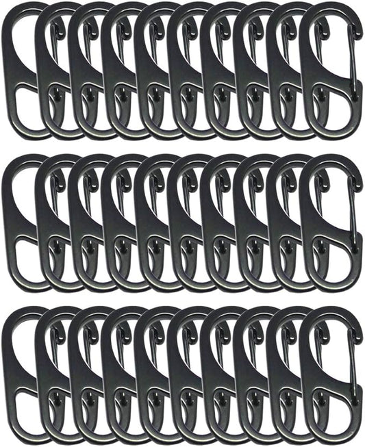 Small Carabiner Clips 1.25 inch/1.85 inch Snap Hooks with Fixed Eye Spring Gate Keychain Parocord Rope Clasps Accessories