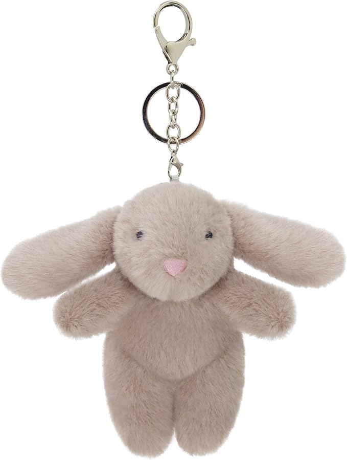 Cute 3.5" Bunny Bag Charm, Fluffy Rabbit Plush Keychain Purse Decoration, Great Gift for Women Girls