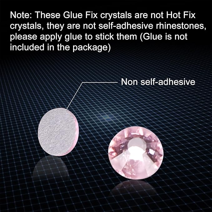 Jollin Glue Fix Crystal Flatback Rhinestones Glass Diamantes Gems for Crafting Nail Art Crafts Decorations Clothes Shoes 1.4mm (ss3 2880pcs, Pink)