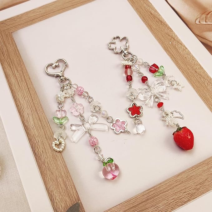 Cute Pink Keychain,Fuzzy Cat Keychain Aesthetic Y2K KeychainStylish KeychainsAccessories