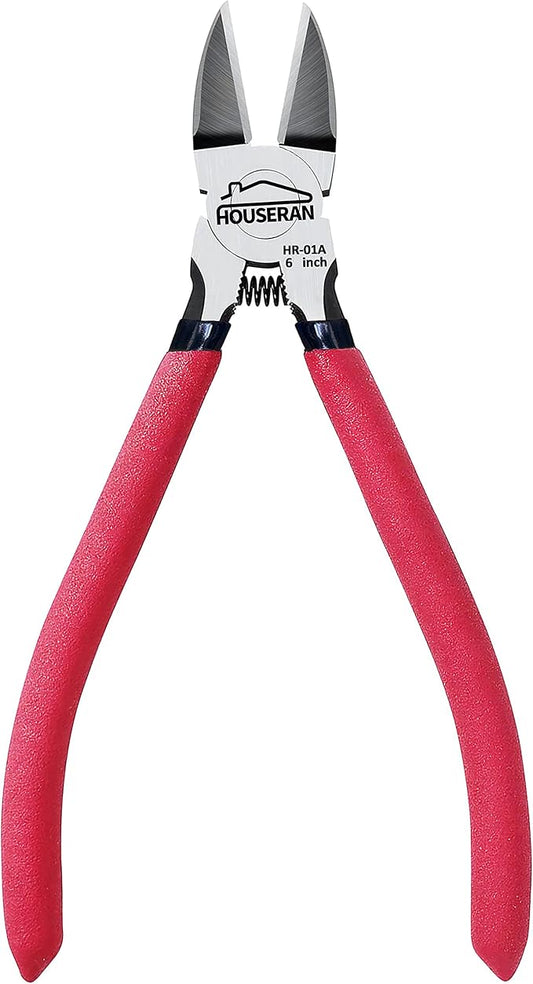 6 inch Side Cutter - Diagonal and Spring Loaded Wire Cutters with Non-slip Red Handle, Ideal for Jewelry, Crafting, Zip Tie, Heavy Duty,1 Pack