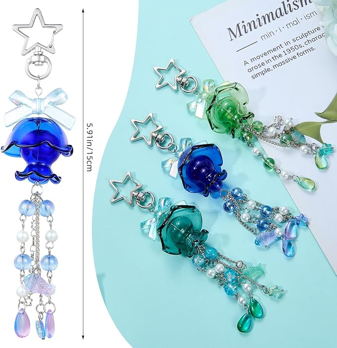 Cute Multicolor Jellyfish Keychains for Women Acrylic with Bow Purse Bag Charms for Backpacks Handbag Decorations
