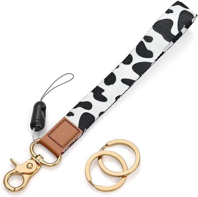 Cool Leopard Wristlet Keychain, Wrist Lanyard Key Chain For Women Men Car Keys Id Holder Card Phone Wallet Camera
