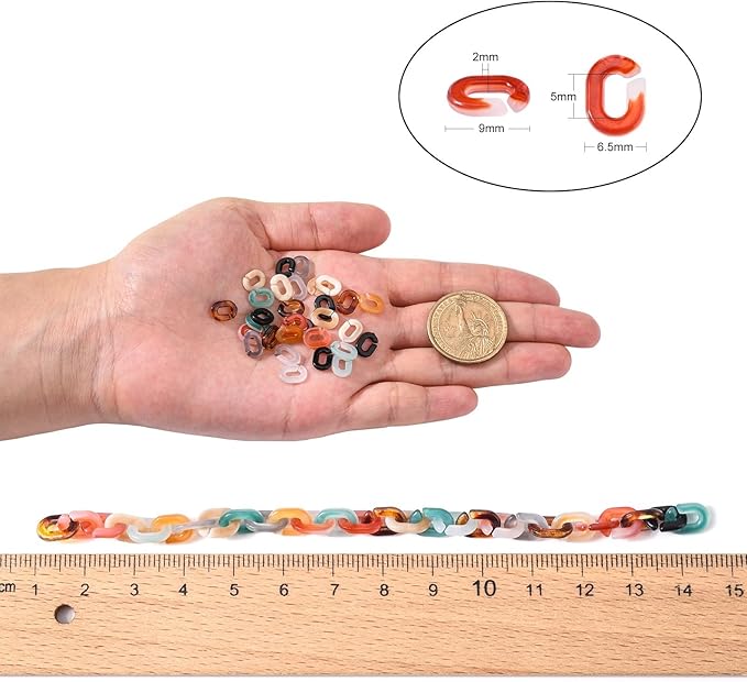 LiQunSweet 560 Pcs 7 Colors Cable Oval Quick Link Connectors Acrylic Linking Rings for Jewelry Making Chains Making