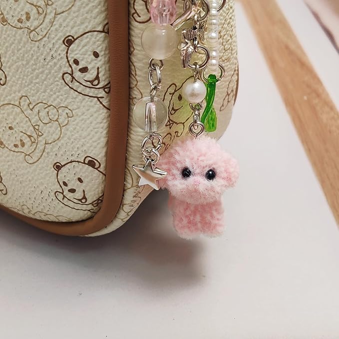 Cute Dog Keychain Fuzzy Dog Puppy Decor Keychain Aesthetic Y2K Bag Charms Stylish Dog Pendant Keychains Accessories