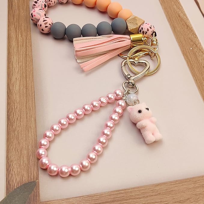 Cute Pink Keychain,Fuzzy Cat Keychain Aesthetic Y2K KeychainStylish KeychainsAccessories